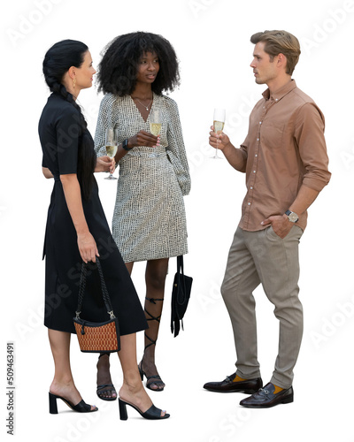 Schilderij op canvas Group of elegant people at a social gathering standing and talking and drinking