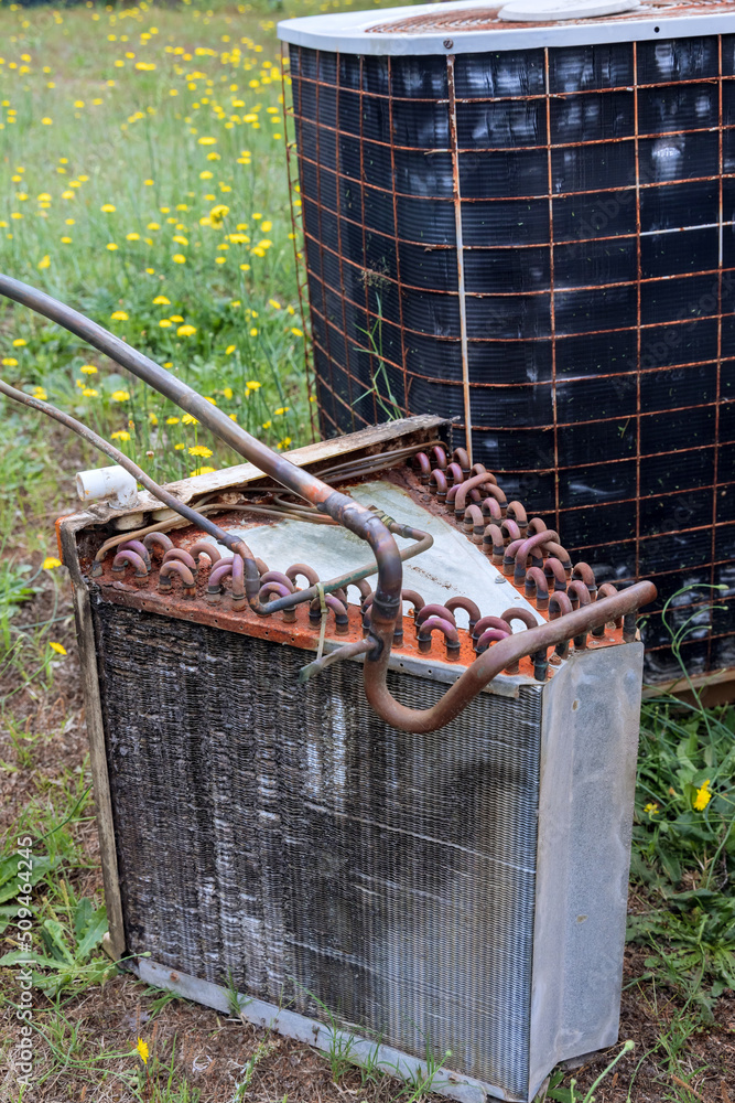 Naklejka premium Air conditioner old inside circuit system unit for replacement