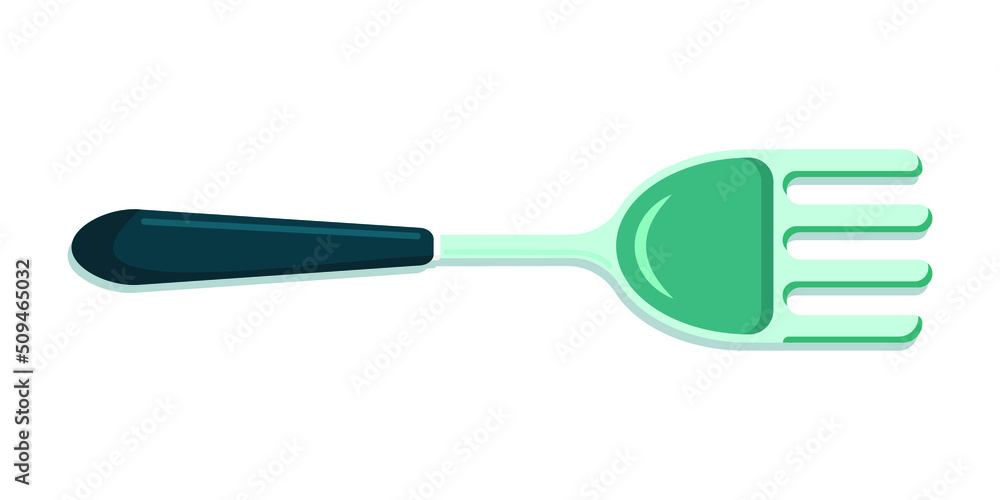 Flat plastic fork art. Cutlery kitchen clipart, isolated on white background. Table setting icon. Trendy colors. Stylish template for design. Simple vector illustration Flat plastic fork art. Cutlery kitchen clipart, isolated on white background. Table setting icon. Trendy colors. Stylish template for design. Simple vector illustration