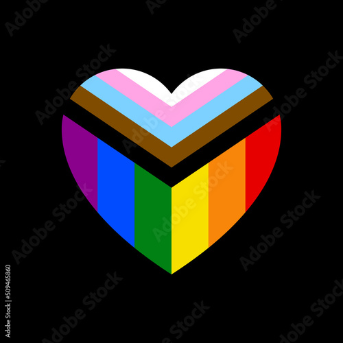 Progress Pride Flag Heart Vector LGBTQ Home Décor Queer Crafts Rainbow symbol