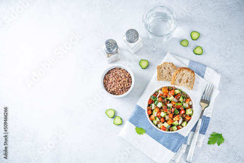 Wallpaper Mural Lentil red bell pepper cucumber salad in a bowl Torontodigital.ca