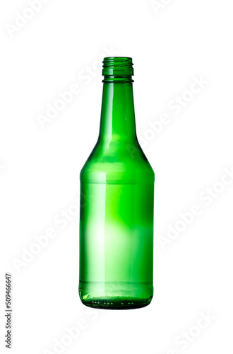 Green Glass Bottle isolated on white background Suitable for Mockup creative graphic design, clipping path.