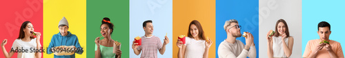 Set of happy young people w...