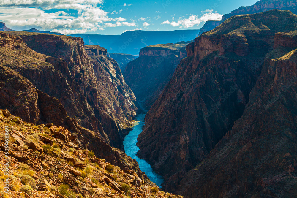 The Colorado River and The Steep Walls From The Clear Creek Trail, Grand Canyon National Park, Arizona, USA