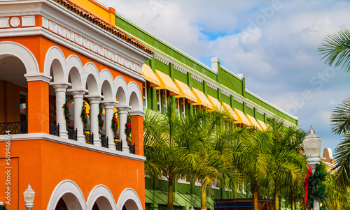 Tableau sur toile Art Deco Architecture on First Street, River District, Fort Myers, Florida, USA