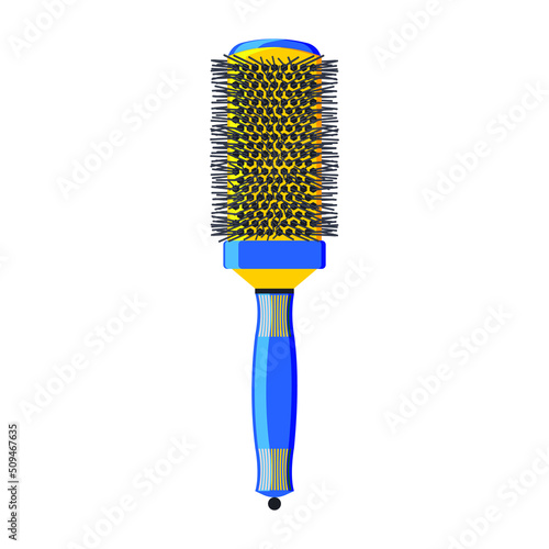 Hair brush for styling and straightening hair. Stylist barber tool isolated on white background. Vector.