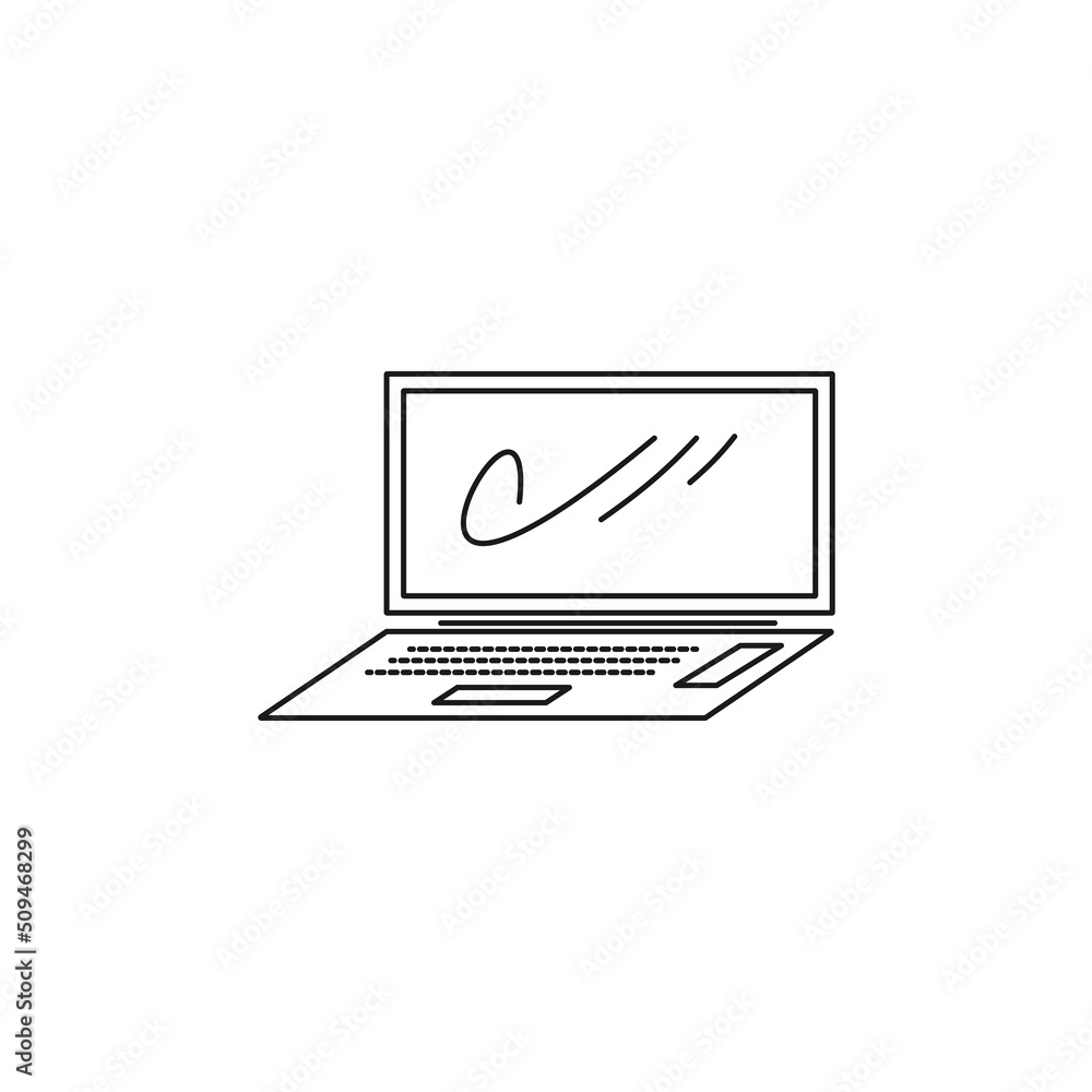 Laptop icon. Vector drawing of black lines on a white background. Laptop icon. Vector drawing of black lines on a white background.