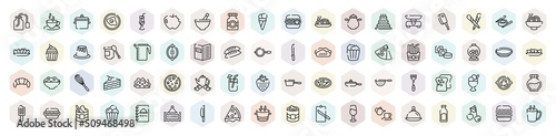 Foto thin line bistro and restaurant icons set