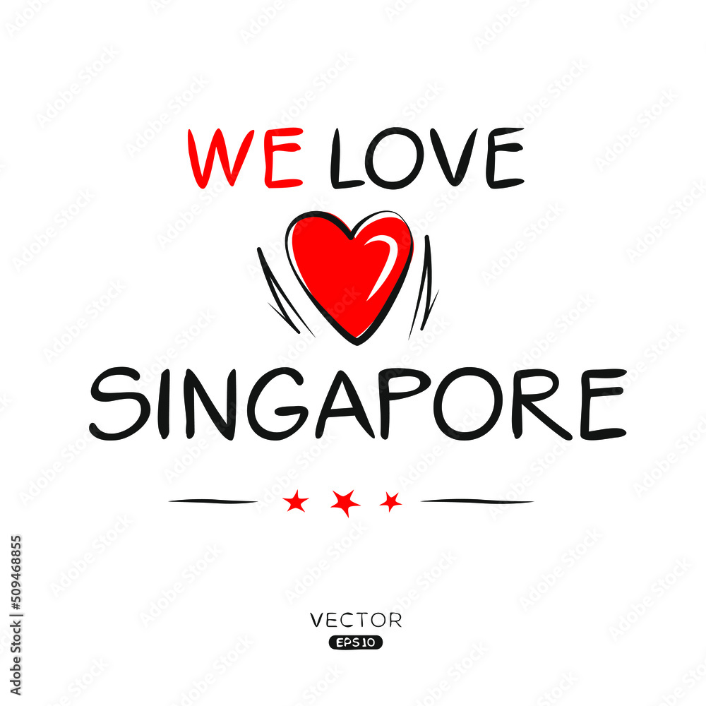 Creative Singapore text, Can be used for stickers and tags, T-shirts, invitations, vector illustration.