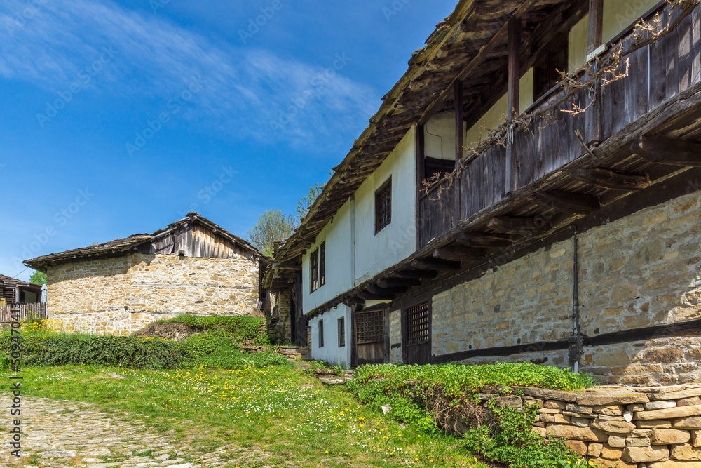 Typical street and old houses at village of Bozhentsi, Bulgaria Typical street and old houses at village of Bozhentsi, Bulgaria