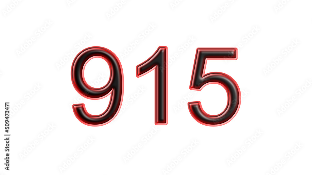 red 915 number 3d effect white background red 915 number 3d effect white background