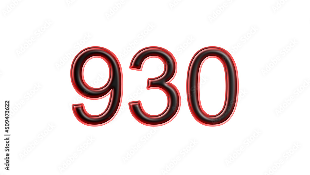 red 930 number 3d effect white background red 930 number 3d effect white background