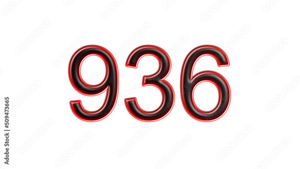red 936 number 3d effect white background red 936 number 3d effect white background