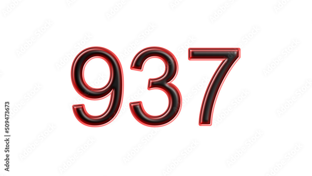 red 937 number 3d effect white background red 937 number 3d effect white background