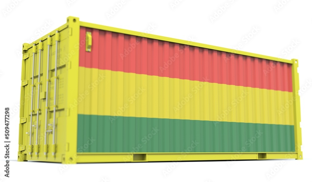 Cargo container with flag of Bolivia on the side, 3d rendering Cargo container with flag of Bolivia on the side, 3d rendering