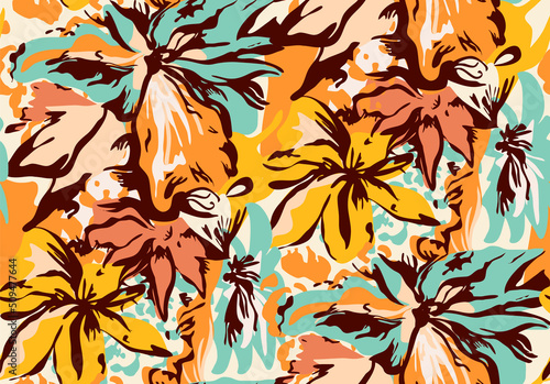 Floral abstract and minimalist pattern perfect for textiles and decoration