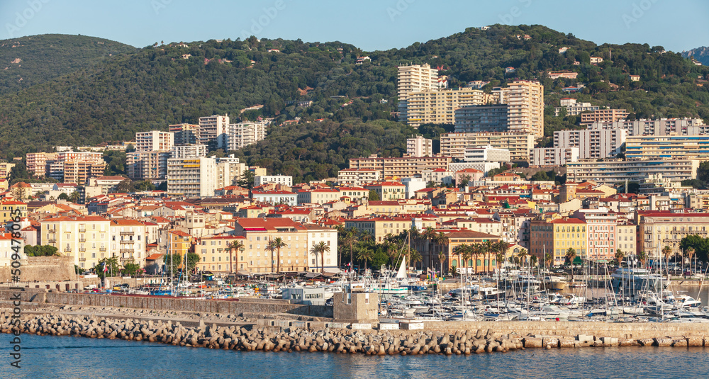 Coastal panoramic landscape of Ajaccio port