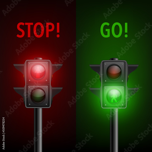 Vector 3d Realistic Detailed Road Traffic Lights Icon Set Isolated. Safety Rules Concept, Design Template. Stoplight, Turned On Traffic Lights with Red and Yellow Light. Pedestrian Traffic Light