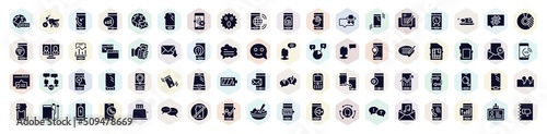 discussion filled icons set. glyph icons such as news, outgoing call, surprised, mobile phone vibrating, hand holding a cellphone, phone chip, phone in perspective, variant shape, mashed potato,