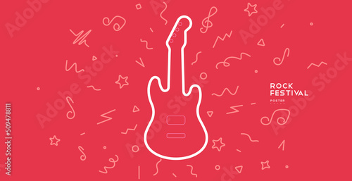 Electric guitar. Music Poster. Vector illustration. Minimalist, simple design. Cover, print, banner, flyer.