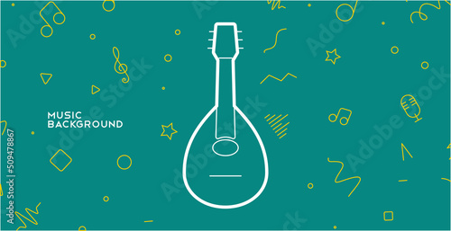 Mandolin. Banjo. Music Poster. Vector illustration. Minimalist, simple design. Cover, print, banner, flyer.