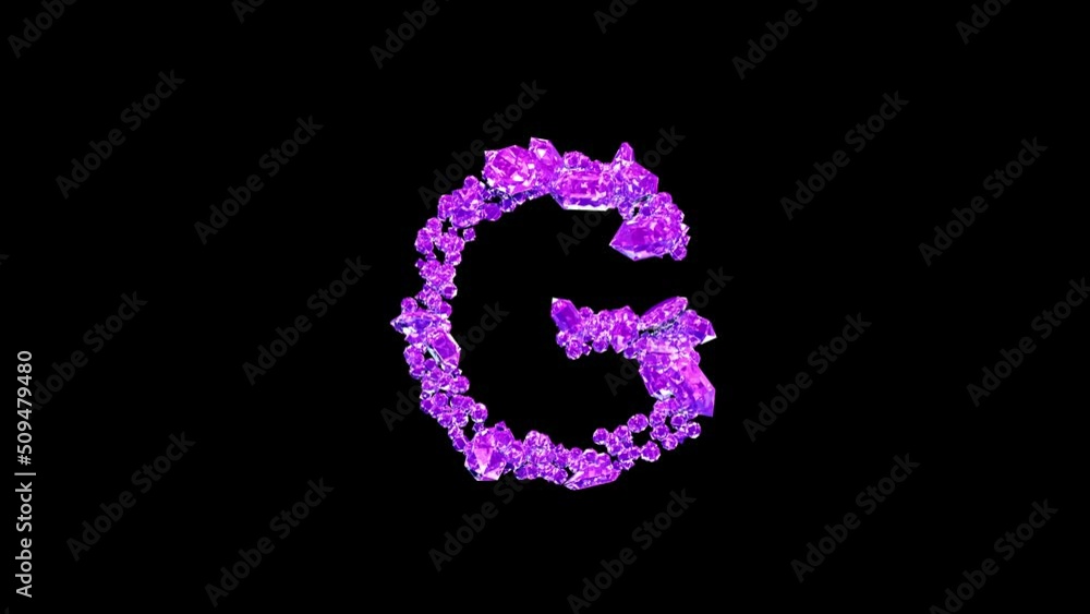 pink gem stones letter G with animated reflections on black, isolated - loop video pink gem stones letter G with animated reflections on black, isolated - loop video
