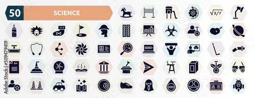 science filled icons set. glyph icons such as hobby horse, adjustable lamp, sherlock holmes, treason, whirligig, driving lessons, plasma ball, highchair, bollards, spartan icon.