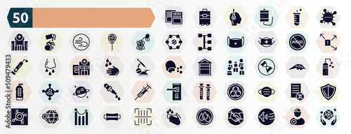filled icons set. glyph icons such as news, coronavirus, biology, avoid, washing hand, dna, planet, outbreak, website, wet icon.