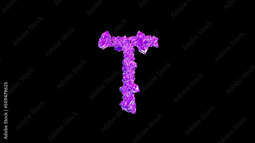 pink gem stones letter T with animated reflections on black, isolated - loop video pink gem stones letter T with animated reflections on black, isolated - loop video