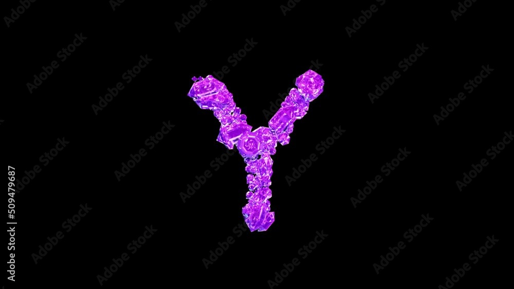 purple gems letter Y with animated reflections on black, isolated - loop video purple gems letter Y with animated reflections on black, isolated - loop video