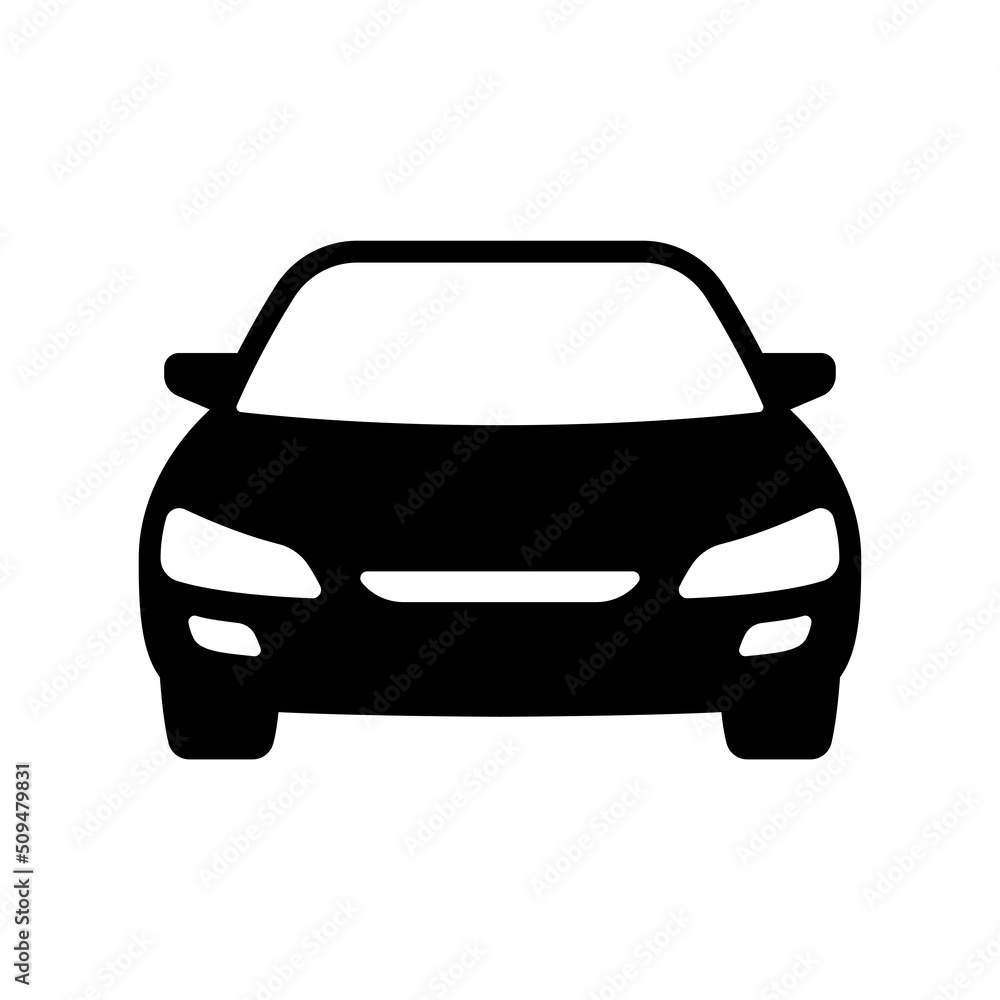 Car icon. Black silhouette. Front view. Vector simple flat graphic illustration. Isolated object on a white background. Isolate. Car icon. Black silhouette. Front view. Vector simple flat graphic illustration. Isolated object on a white background. Isolate.