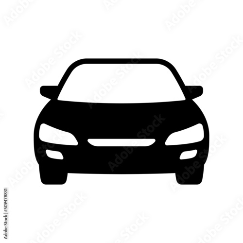 Car icon. Black silhouette. Front view. Vector simple flat graphic illustration. Isolated object on a white background. Isolate.