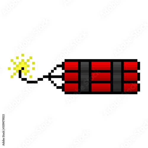 Pixel dynamite icon. Color silhouette. Horizontal front side view. Vector simple flat graphic illustration. Isolated object on a white background. Isolate.