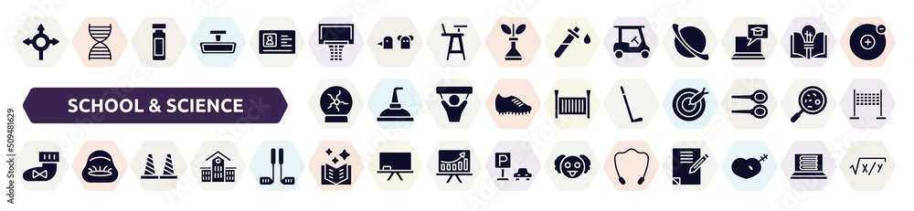 school & science filled icons set. glyph icons such as roundabout, basketball equipment, golf cart, plasma ball, hockey stick, booties, bollards, book of fairy tales, jump rope icon. school & science filled icons set. glyph icons such as roundabout, basketball equipment, golf cart, plasma ball, hockey stick, booties, bollards, book of fairy tales, jump rope icon.