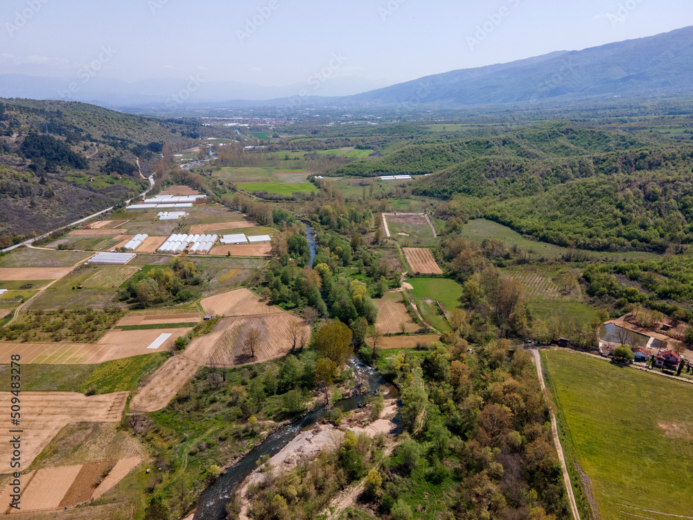 Aerial view of Strumeshnitsa river, Bulgaria