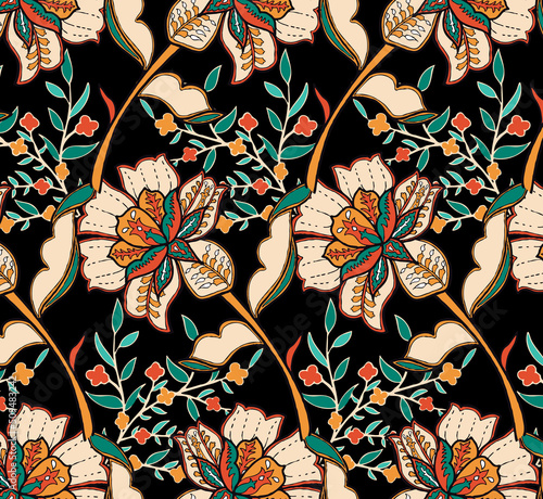 Obraz na plátne Colorful floral pattern with traditional style design, persian pattern of floral