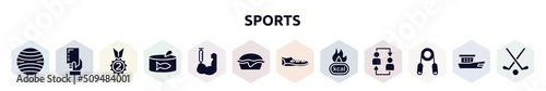 sports filled icons set. glyph icons such as yoga ball, yellow card, second place, tuna can, steroids, pies, soccer boots, calories, handgrip icon.