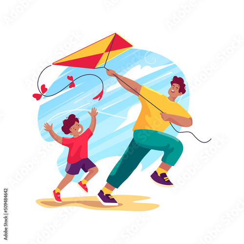 Fly a kite isolated cartoon vector illustration.