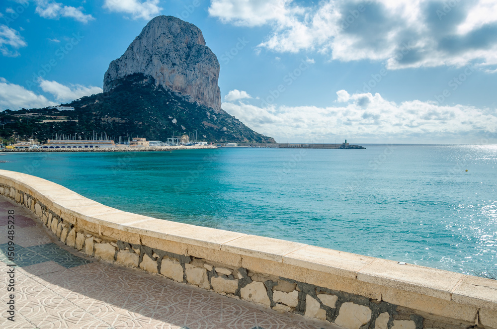 View of the seafront of Calpe, Spain