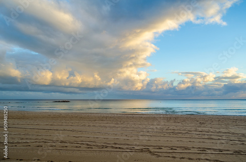 View of Calpe beach at sunrise  Spain