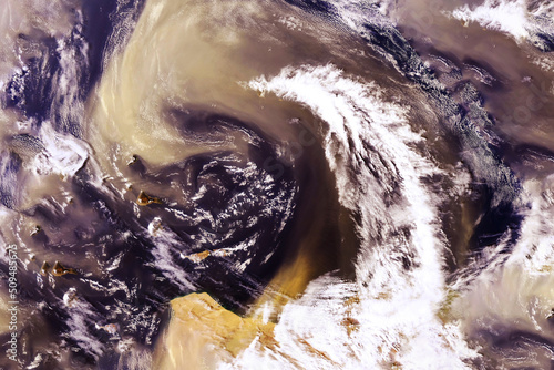 Принти на полотні Hurricane with dust from space