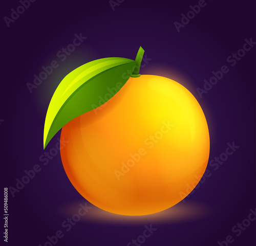Game big Orange. Organic fruit, natural and fresh products. Graphic elements for online gambling, slot machine, advertising poster or banner for lottery website. Cartoon flat vector illustration