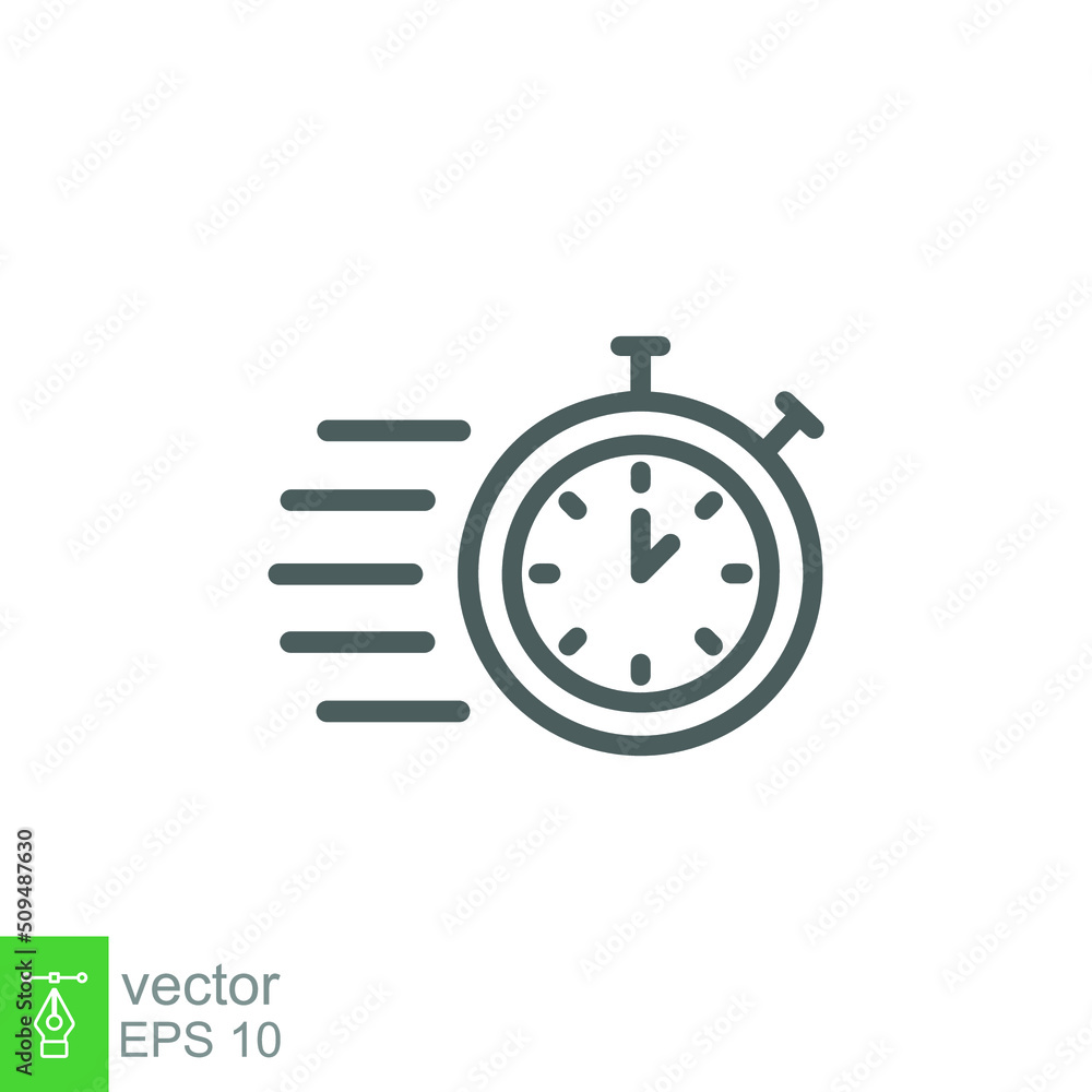 Fast time icon. Quick delivery concept. Stopwatch symbol. Vector illustration isolated. EPS 10. Fast time icon. Quick delivery concept. Stopwatch symbol. Vector illustration isolated. EPS 10.