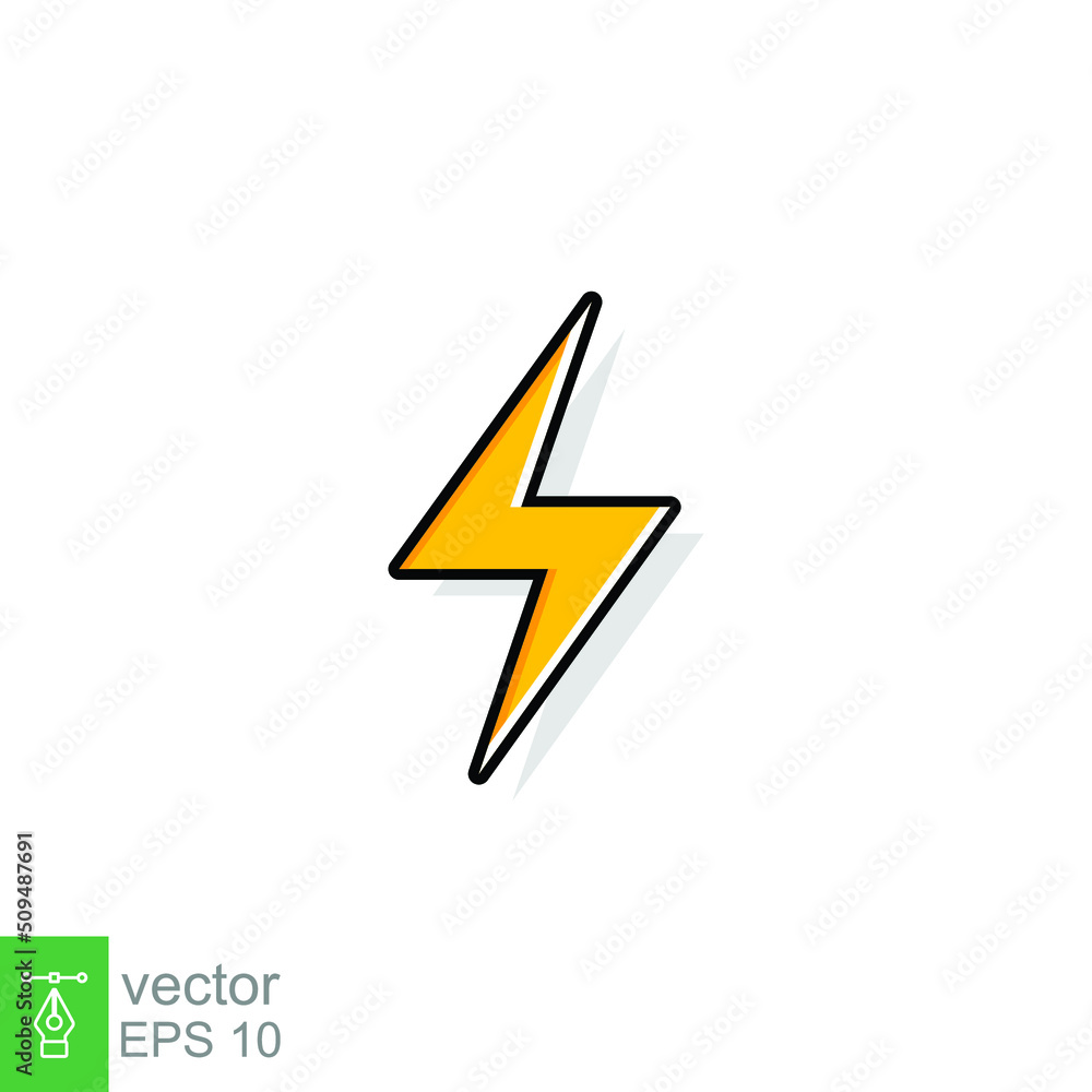 Thunder and bolt lighting flash icon. Flat style on white background. Vector illustration isolated. EPS 10. Thunder and bolt lighting flash icon. Flat style on white background. Vector illustration isolated. EPS 10.