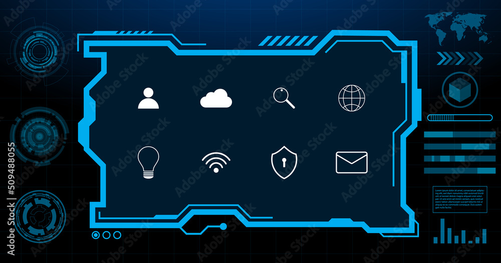 user interface. HUD. Abstract hi tech. Abstract digital background with technology. Vector abstract technology.	
