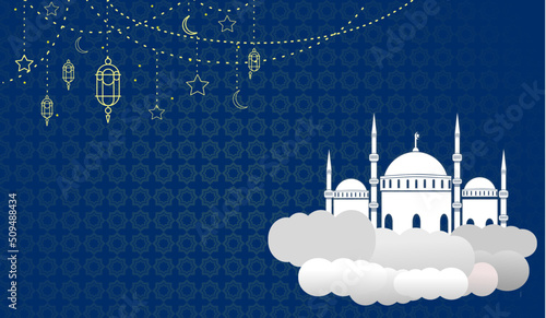blue mosque in the night, perfect for islamic background , ramadan, moslem day, muharam, ied
