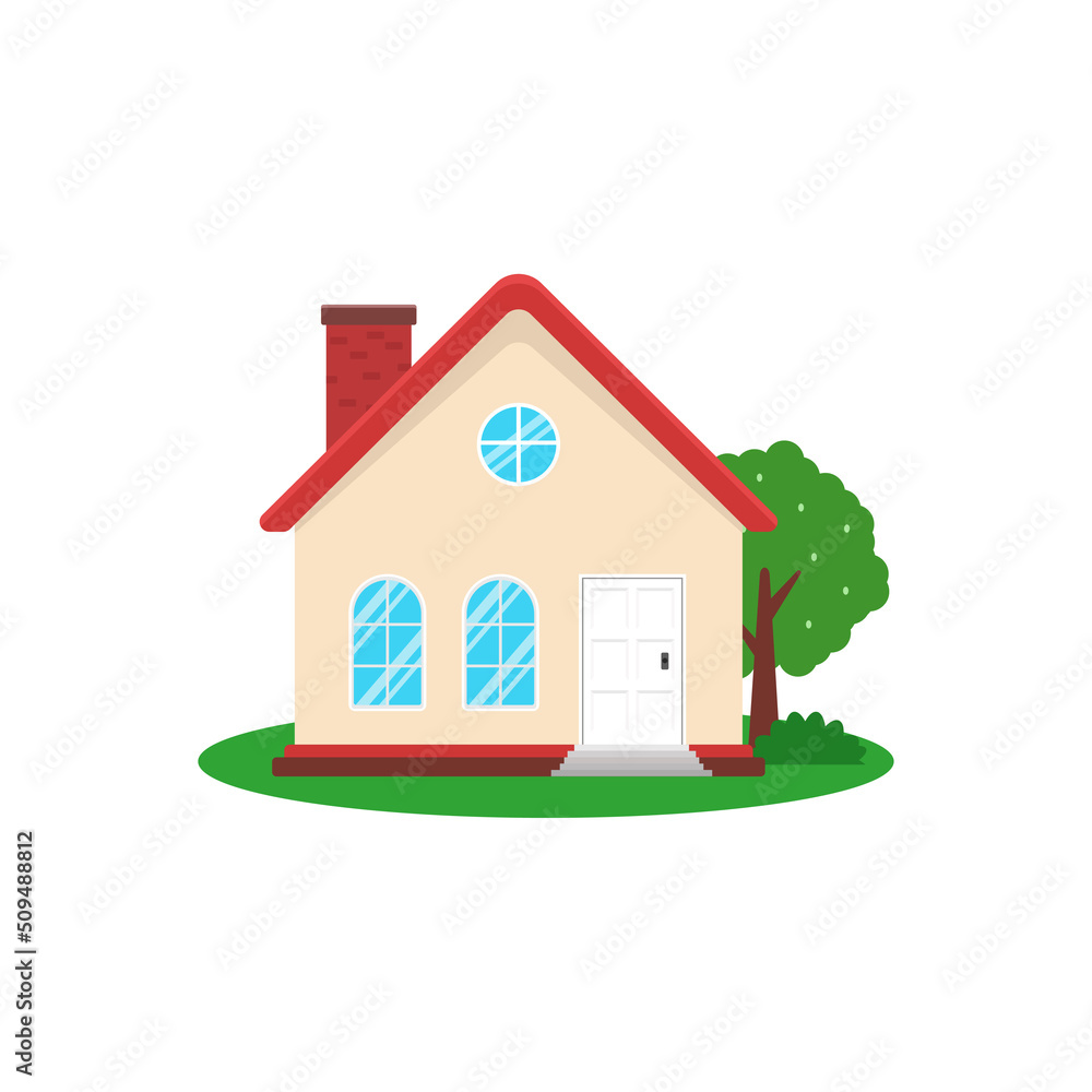 House vector illustration in flat style isolated on white background House vector illustration in flat style isolated on white background