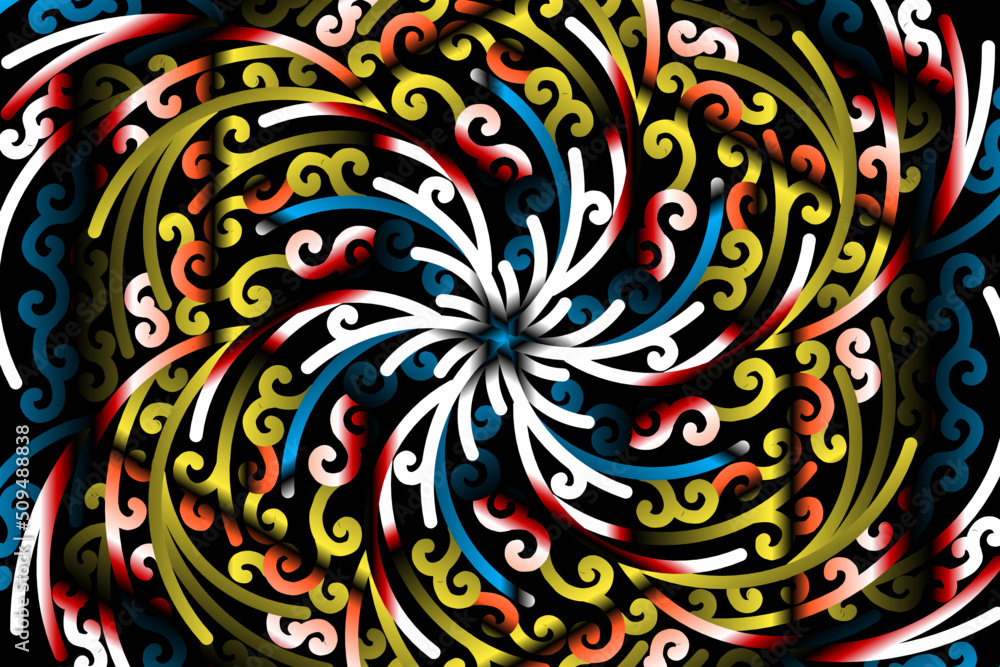 colourful caleidoscope gradient flower art pattern of indonesian culture traditional tenun batik ethnic dayak ornament for wallpaper ads background colourful caleidoscope gradient flower art pattern of indonesian culture traditional tenun batik ethnic dayak ornament for wallpaper ads background