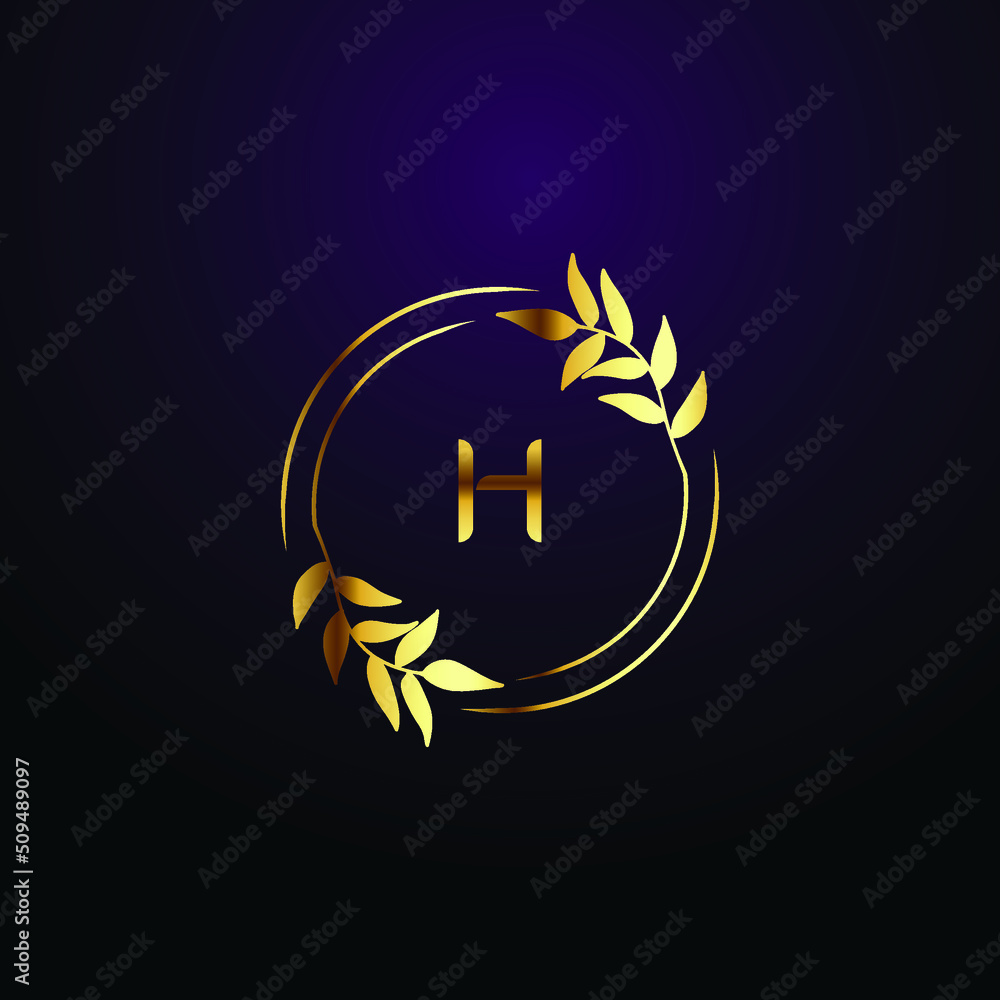 Premium luxury Vector elegant gold and font Letter H Template for ...