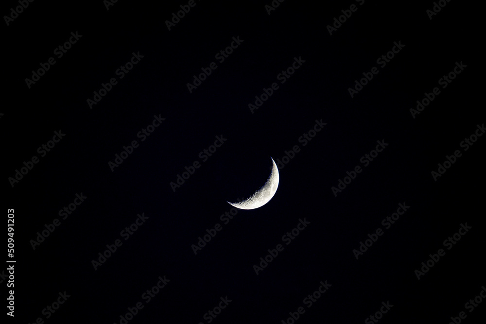 Crescent moon at 24 percent seen from the community of Madrid, in Spain on Wednesday night, June 4, 2022 Crescent moon at 24 percent seen from the community of Madrid, in Spain on Wednesday night, June 4, 2022